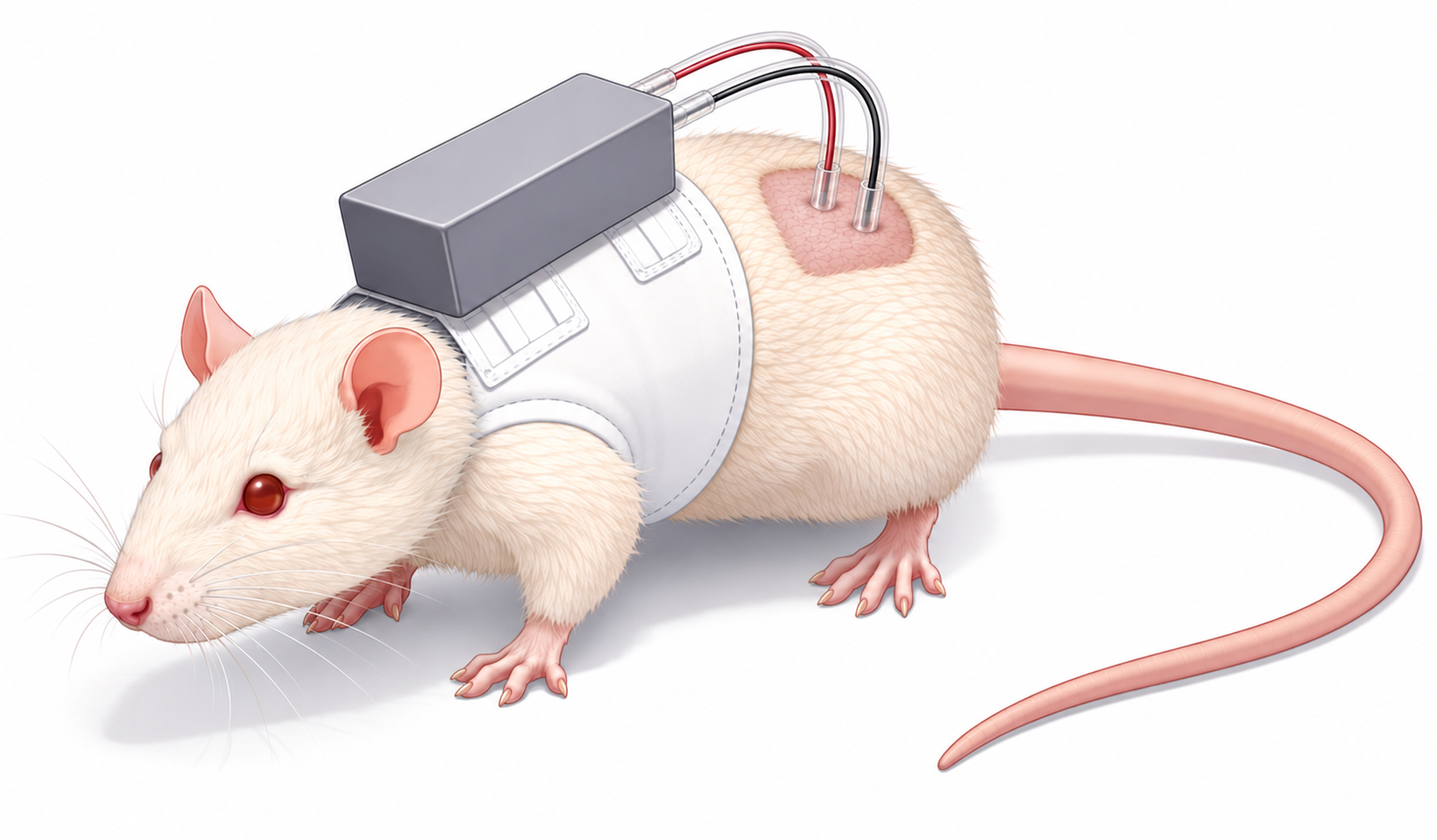A rat wearing an untethered gastric stimulation system